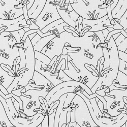 Printed Cotton SKATE White / Black
